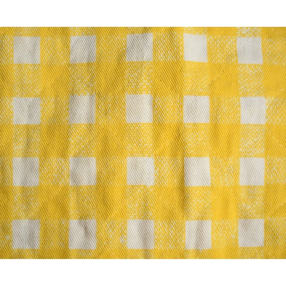 Vintage Quilted Yellow Gingham Apron Pear Pocket Farmhouse Kitsch Cottagecore